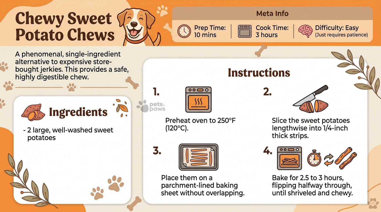chewy sweet potato dog chews recipe single ingredient homemade dog treats baked sweet potato strips for dogs