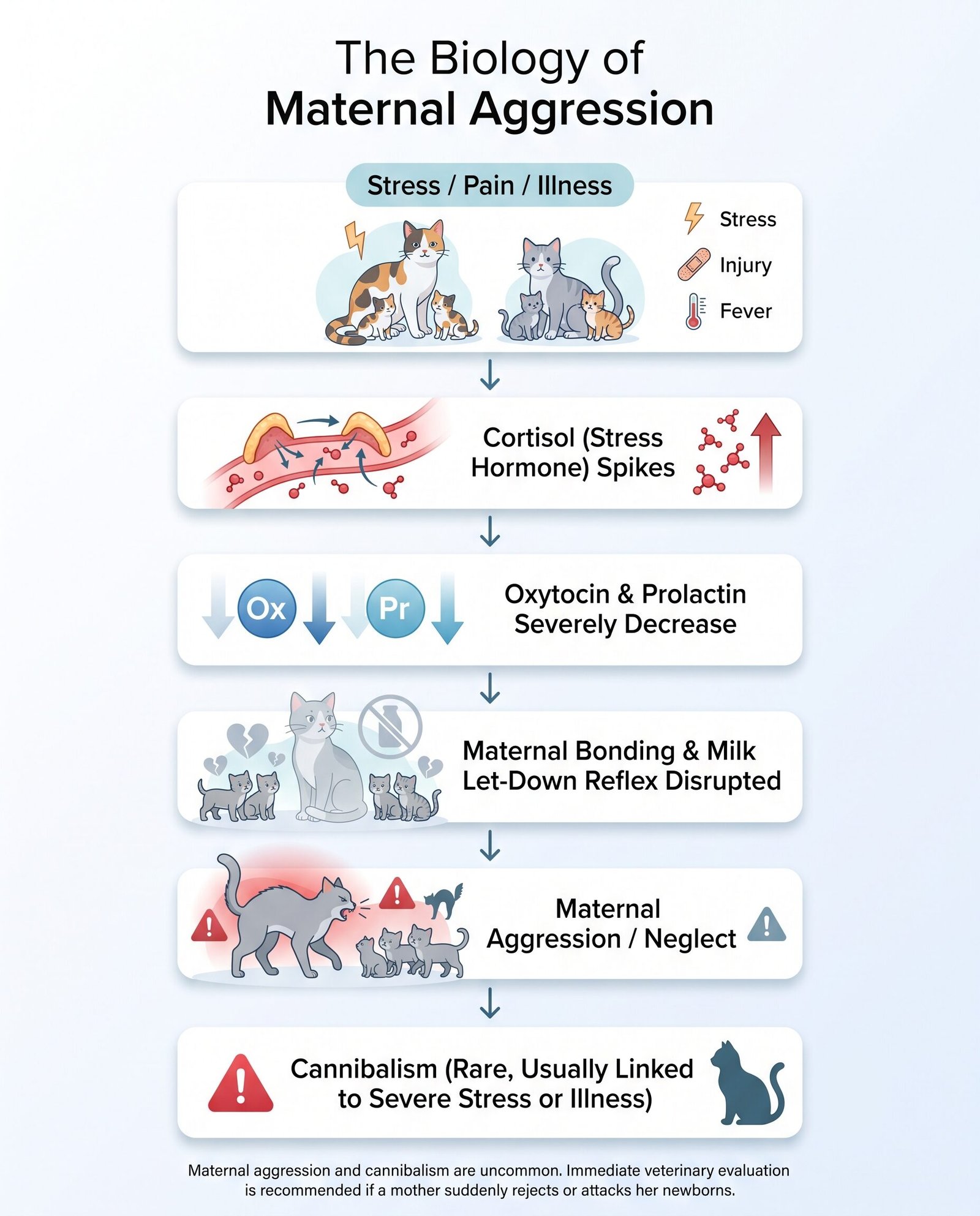 Why Would a Mother Cat Eat Her Kittens? The Biology Explained through stress hormones and disrupted maternal bonding